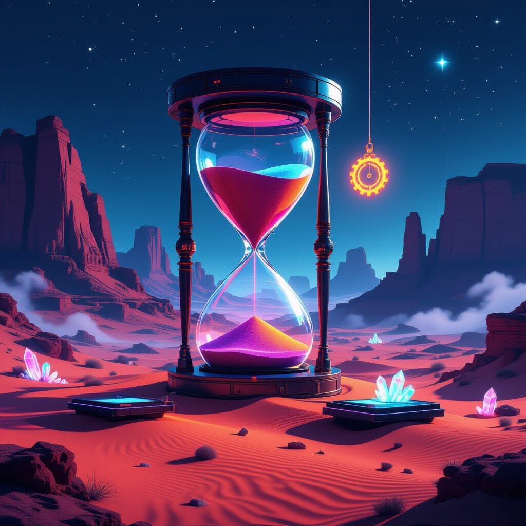 Colossal Kinetic Hourglass in Neon Sands