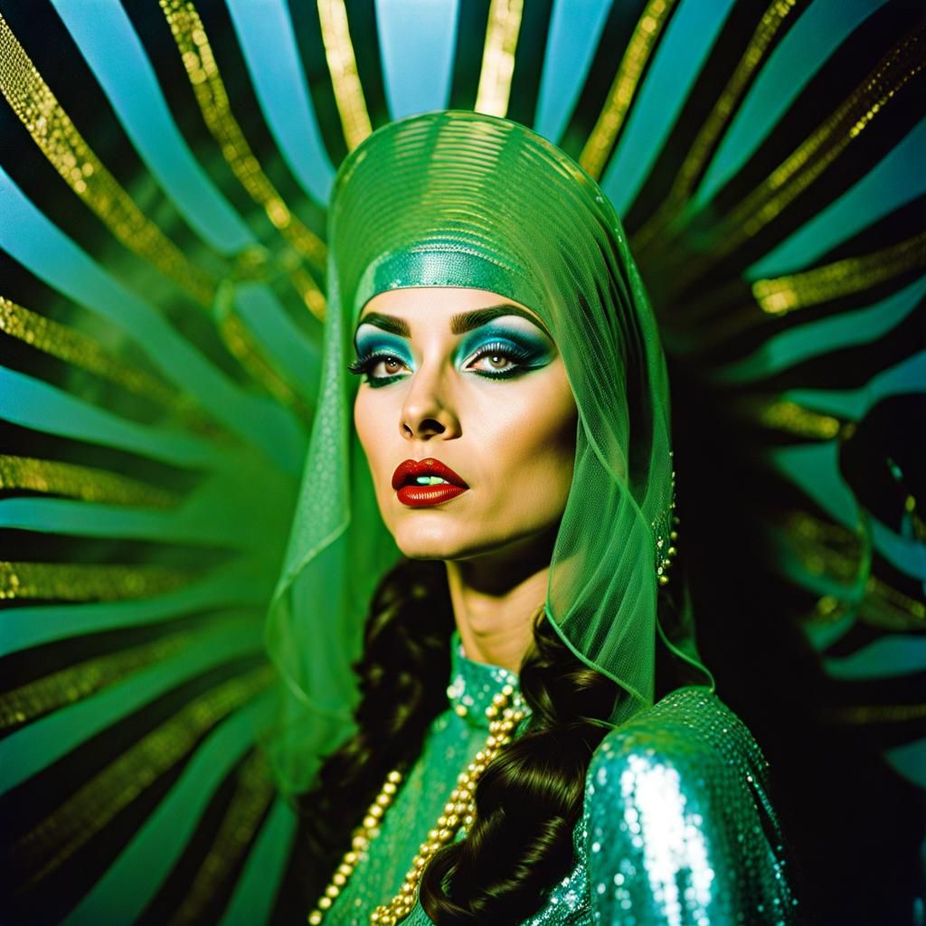 Exotic Zebra Disco Portrait in Kodak Gold Style