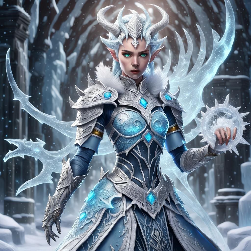 Ice Sorceress Casts Blizzard: 3D Anime Art