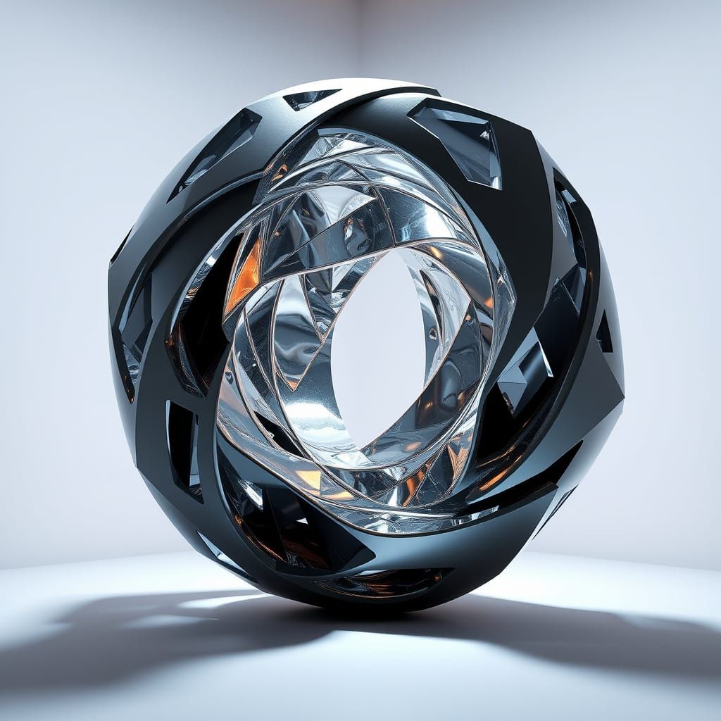 Futuristic Geometric Sculpture in High-Definition Detail
