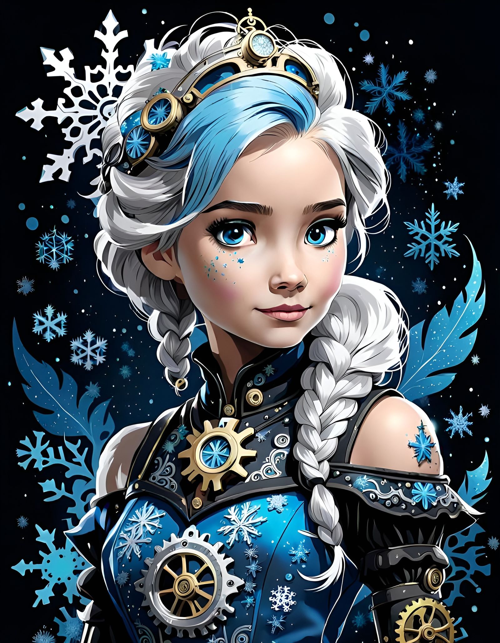 Steampunk Elsa Portrait with Intricate Details