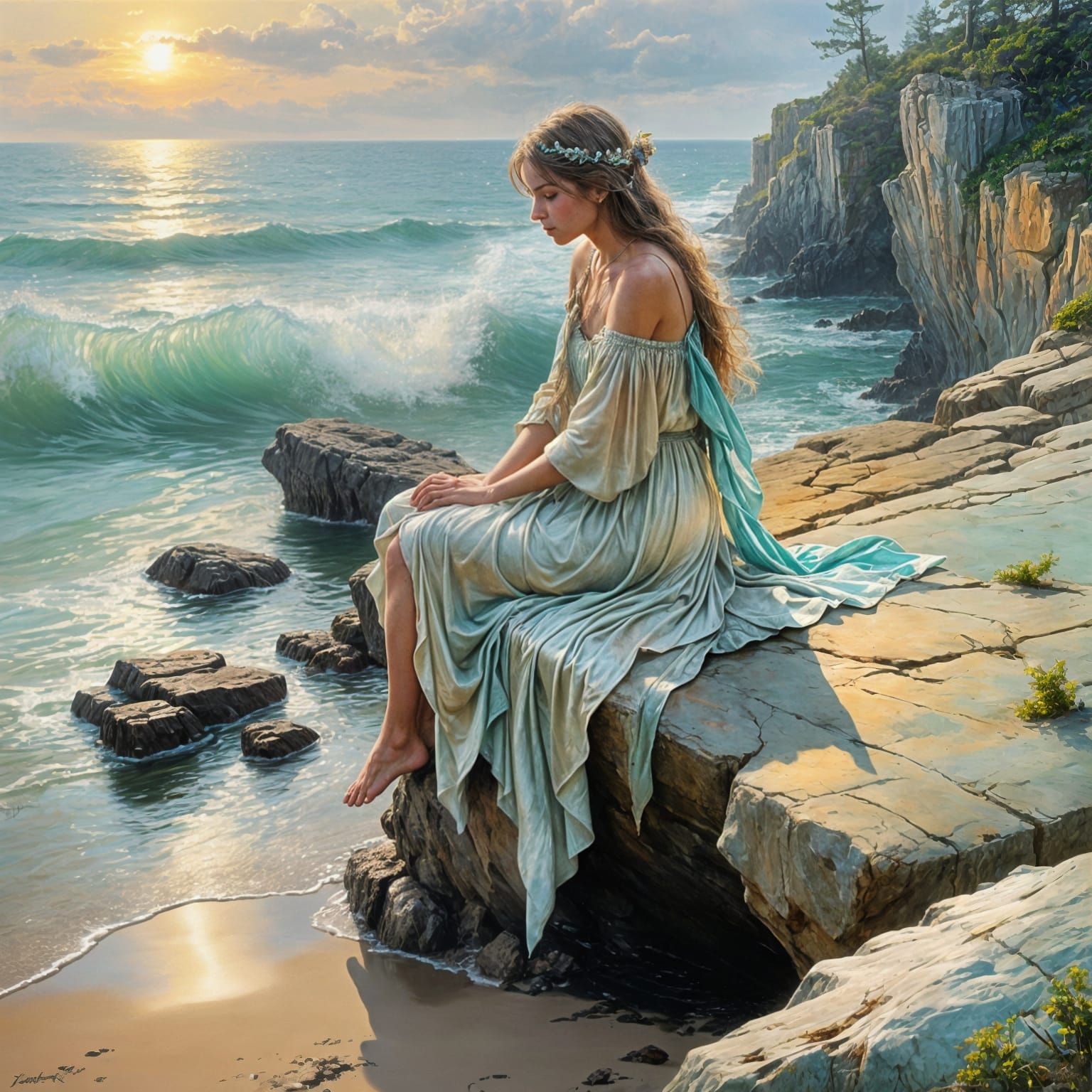 Mythical Fairy Girl by the Ocean