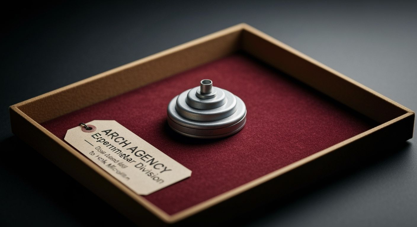 Vintage Spy Device on Velvet Tray in Noir Lighting