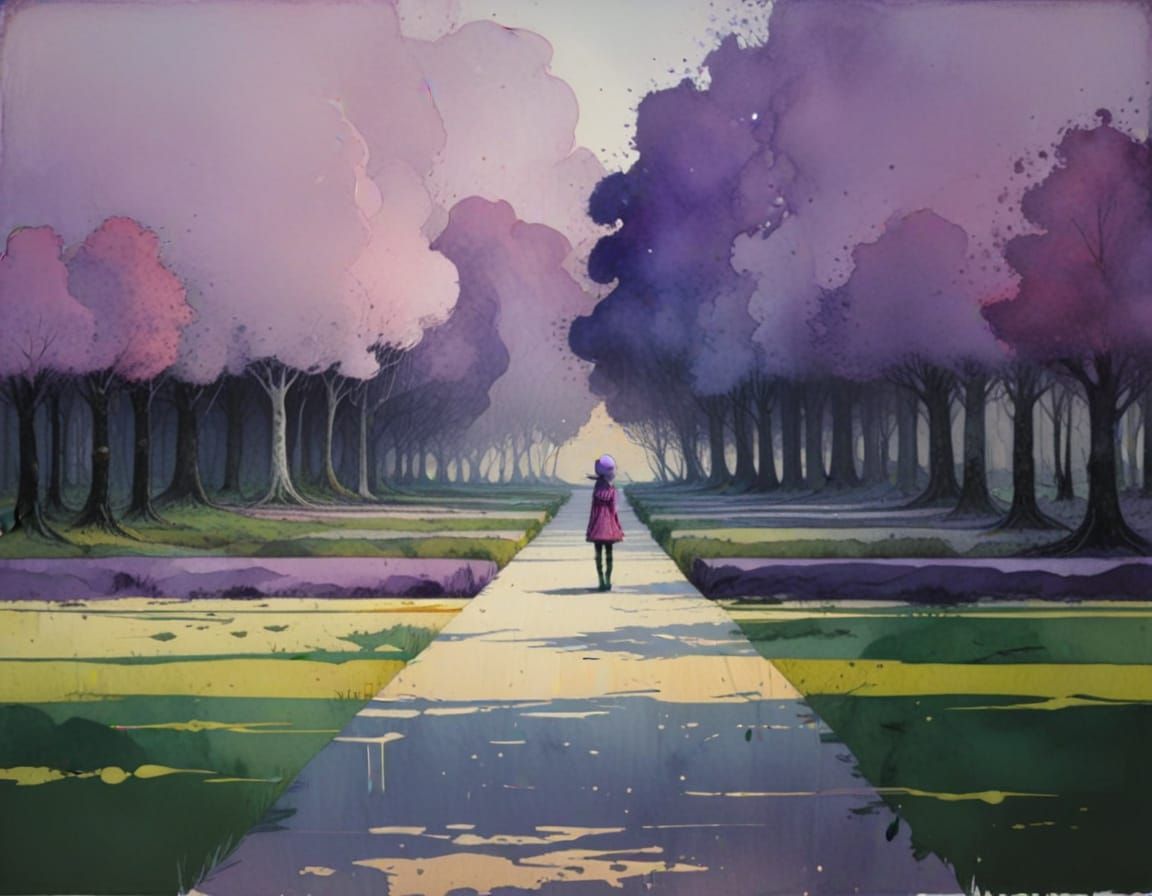 Dreamy Watercolor Landscape in Pastel Hues