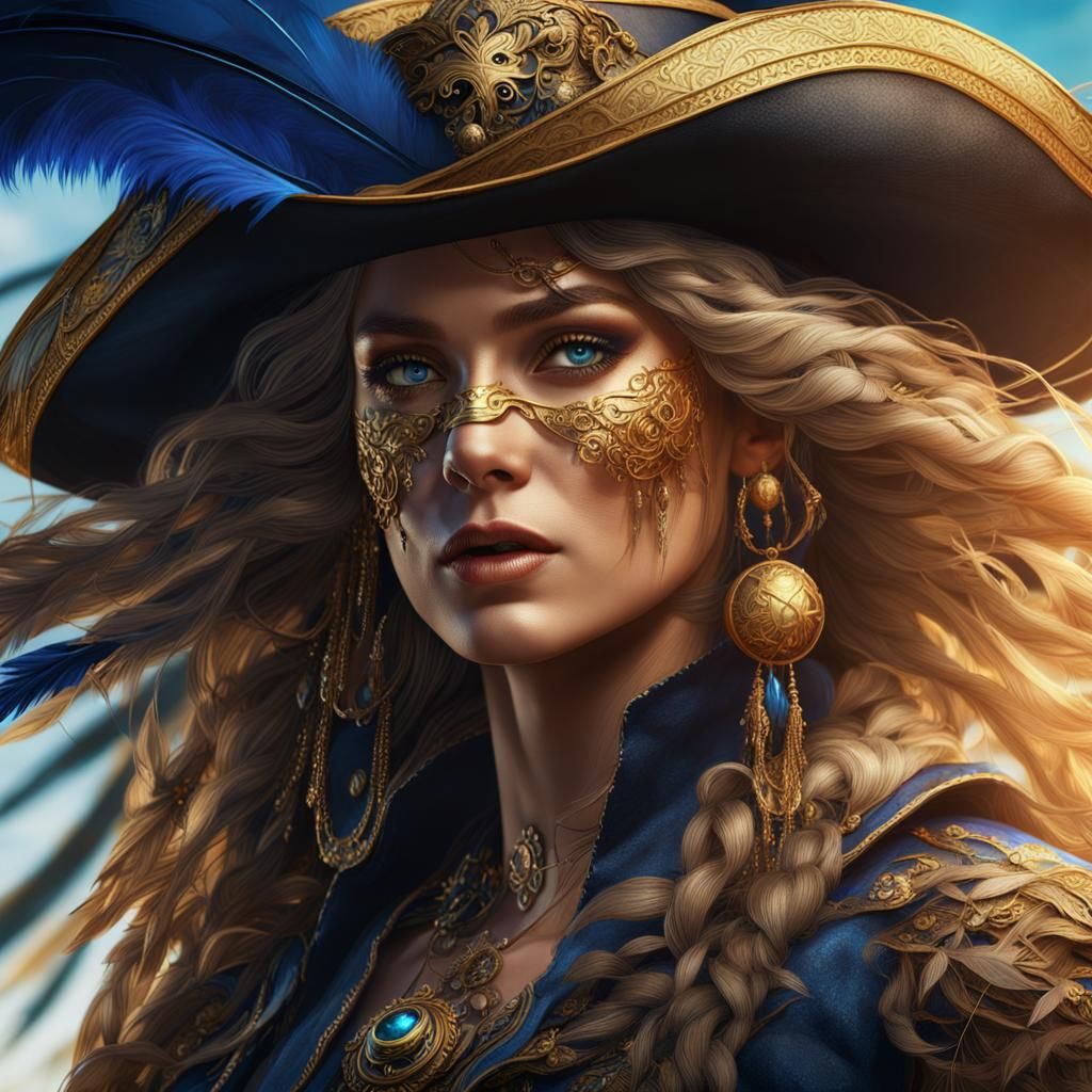 Stunning Pirate Portrait with Sapphire Eyes