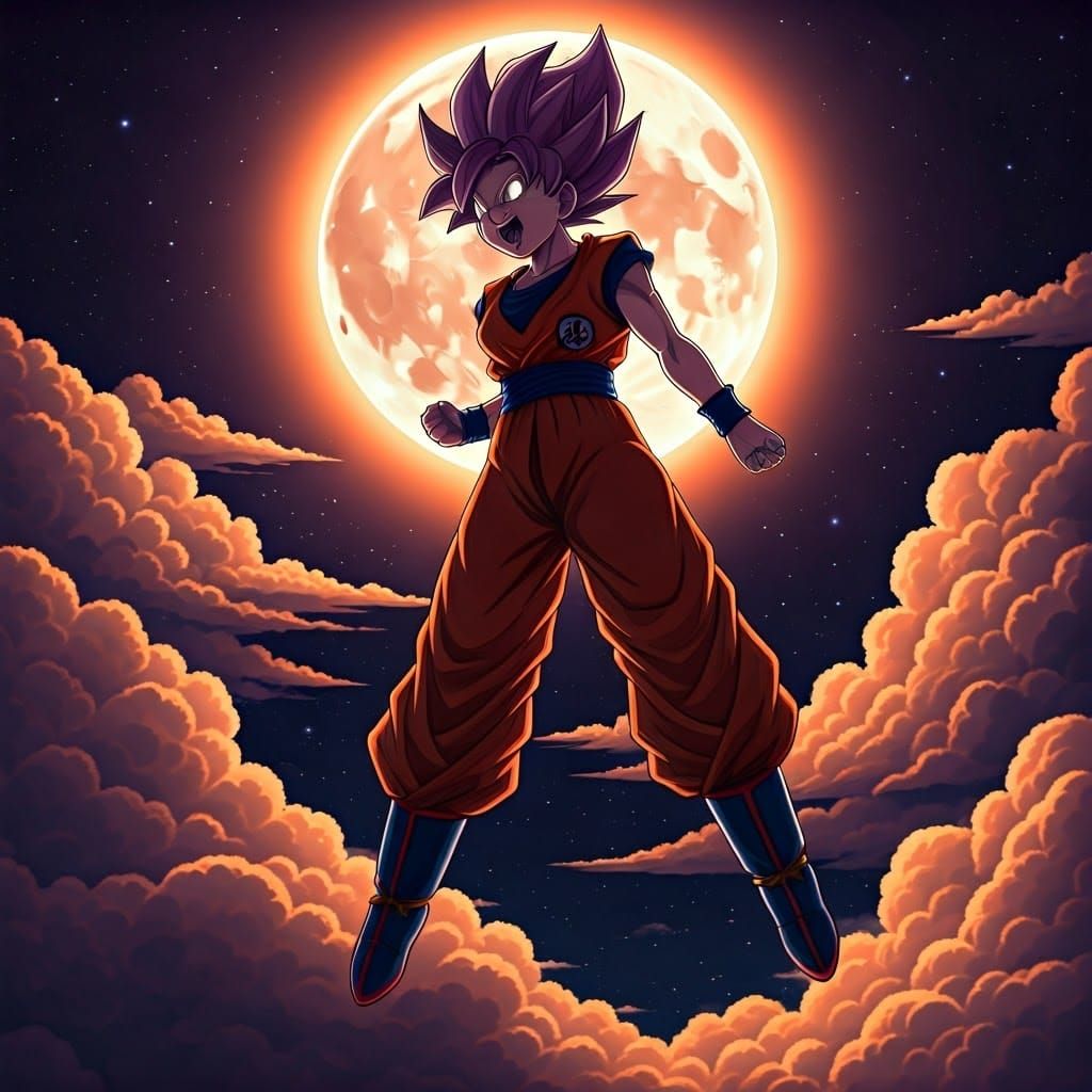 Joyful Super Saiyan Warrior in Anime Style
