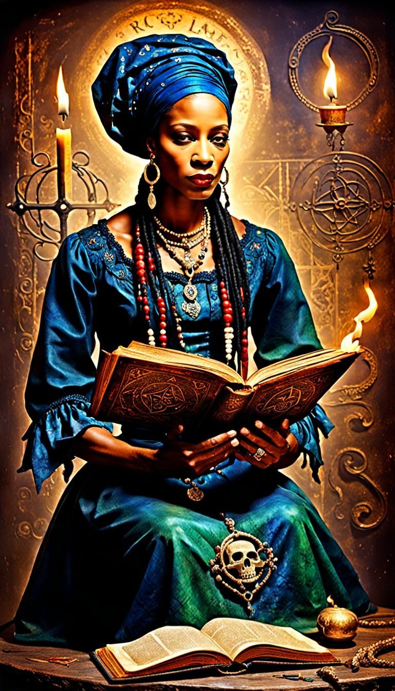 Ornate Grimoire in a Magic Shop