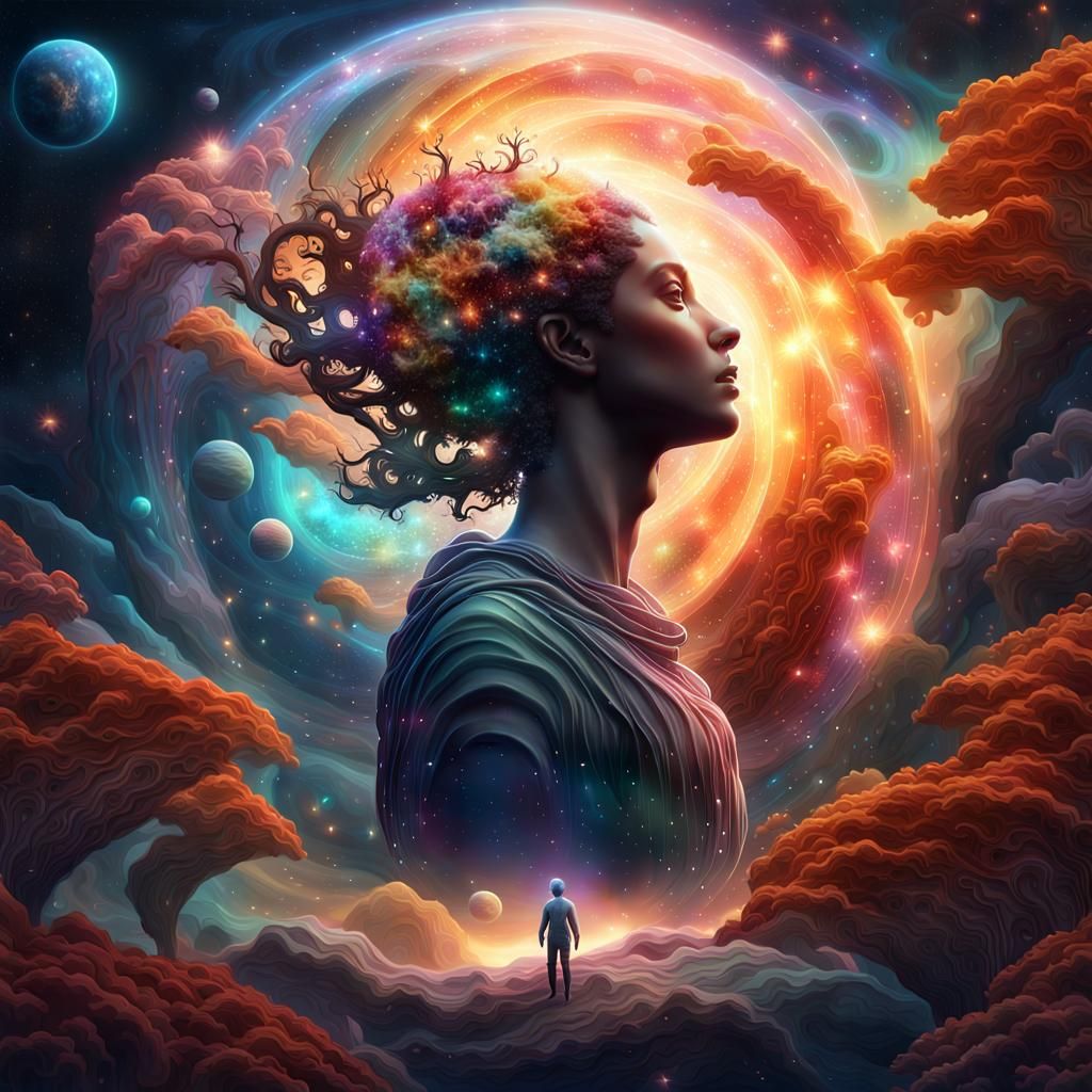 Ethereal Figure in Space: A Hyper-Realistic Digital Artwork