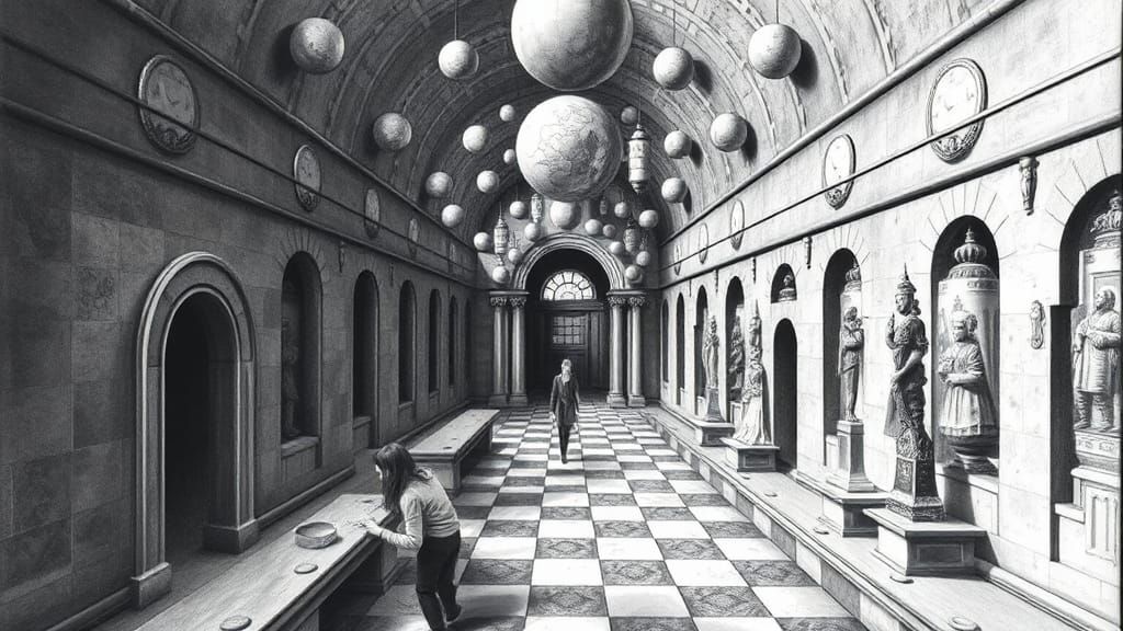 Detailed Charcoal Drawing in Surreal Fantasy Style