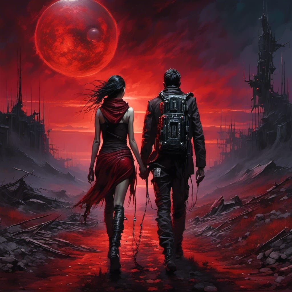Cybernetic Couple in Post-Apocalyptic Wasteland