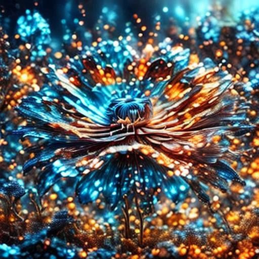 Surreal Glowing Flower with Ghostly Flames