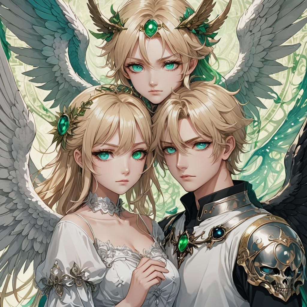 Anime Angel and Demon at the Ball
