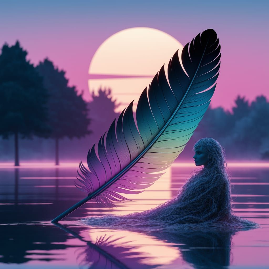 Ethereal Moonlit Feather Falls