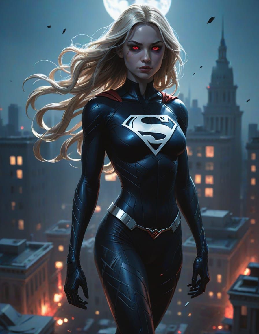 Supergirl Unleashes Dark Power in Greg Rutkowski-Style Digit...