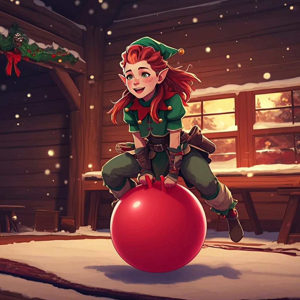 Aloy as Christmas Elf in Anime Style