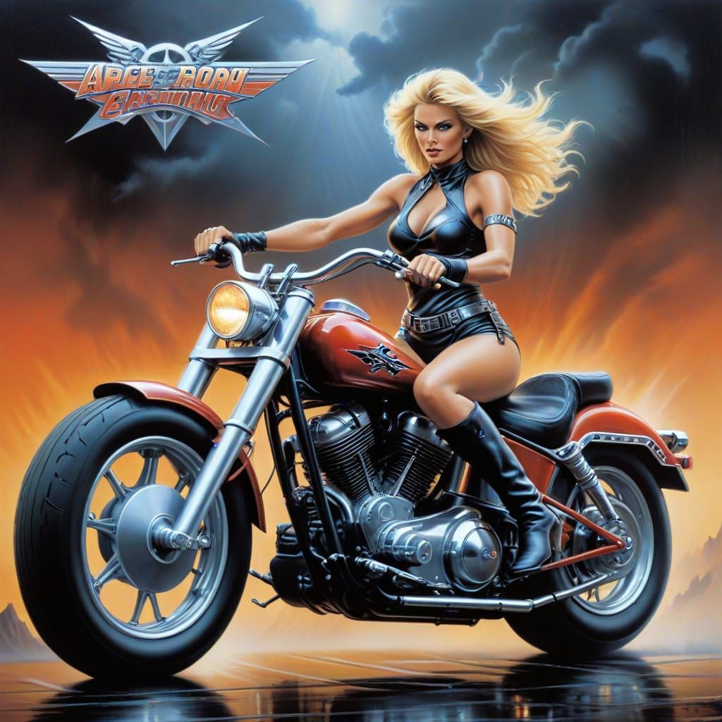 1980s Airbrushed Heavy Metal Warrior Woman