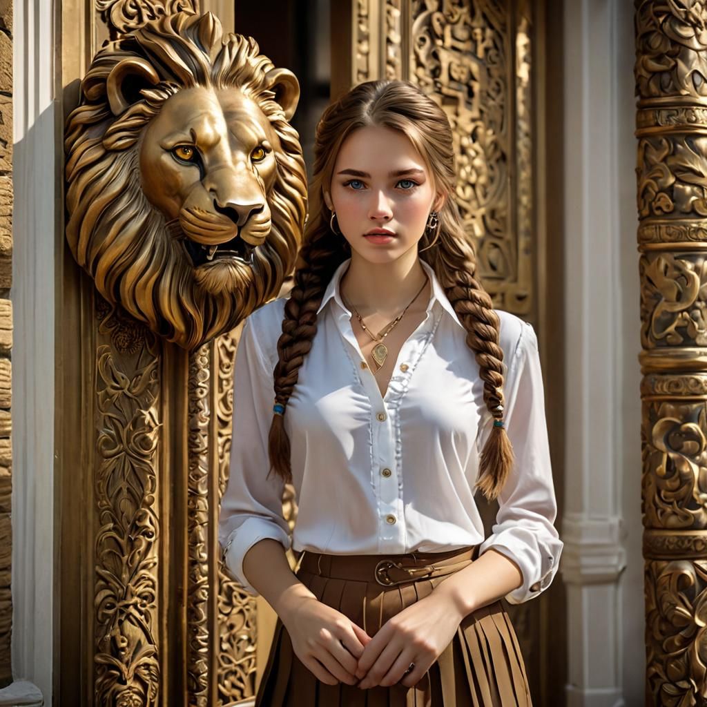 Preppy Student at Lion-Themed College
