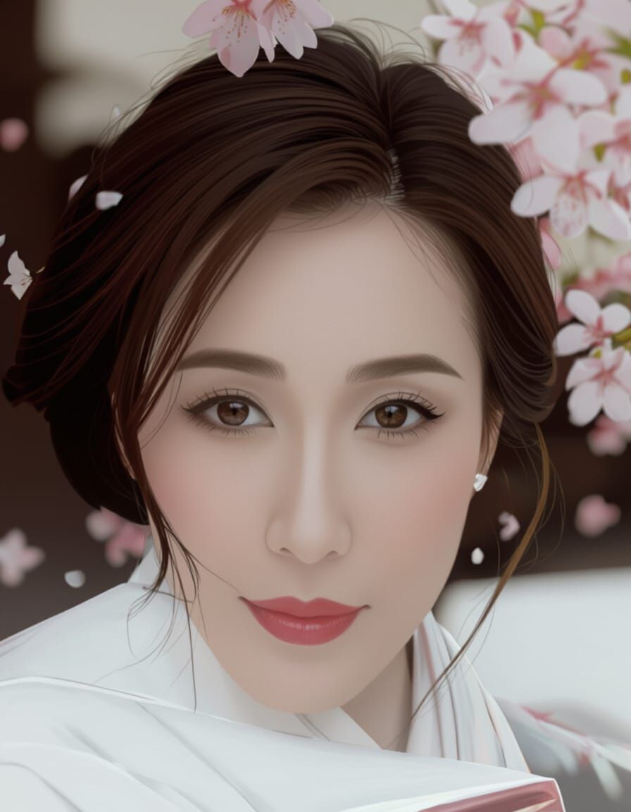 Japanese Woman in Kimono at Ancient Palace