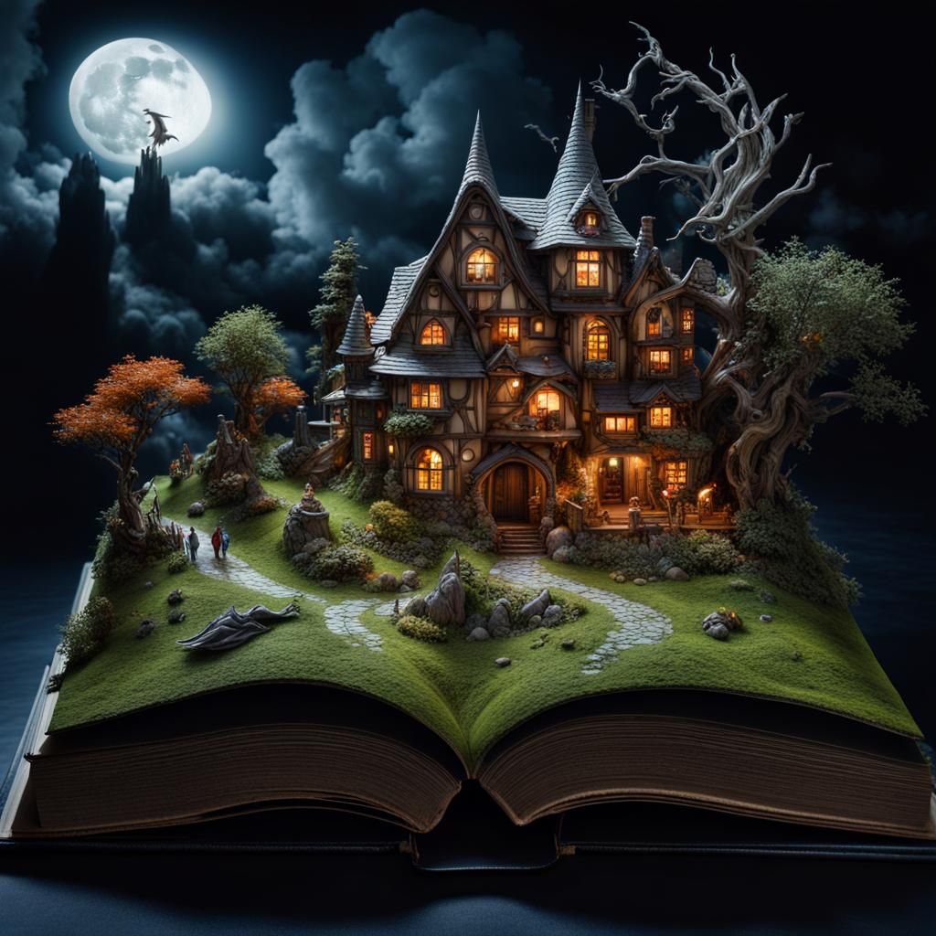 Enchanted Village Emerges from Fantasy Book in Hyperrealism