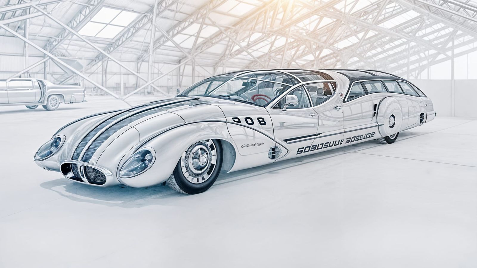 Luxury Bubble Limousine in Dark Future Hangar