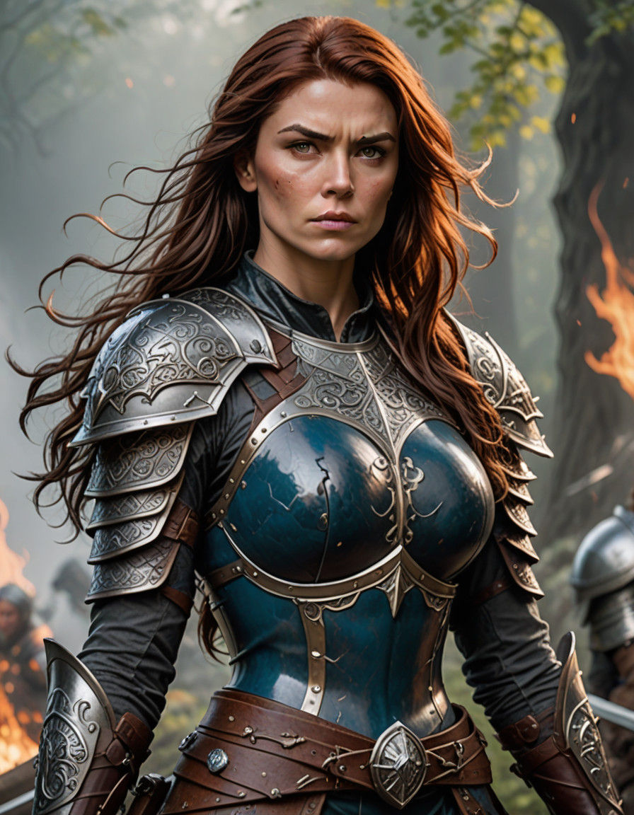 Warrior Maiden of Dungeons and Dragons in Battle Wear