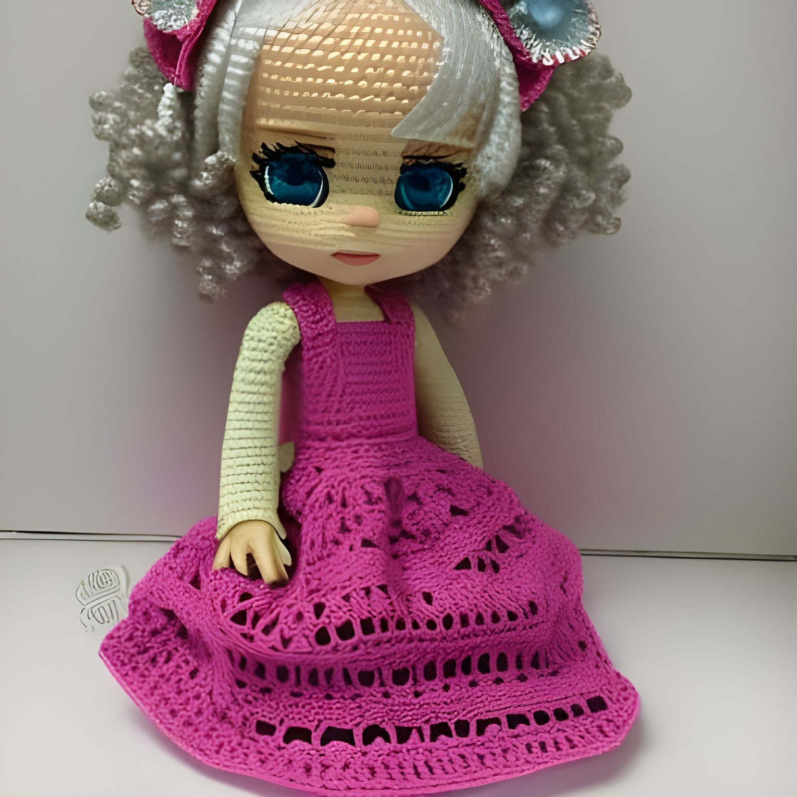 Crochet Doll at Sunset: Digital Art Illustration