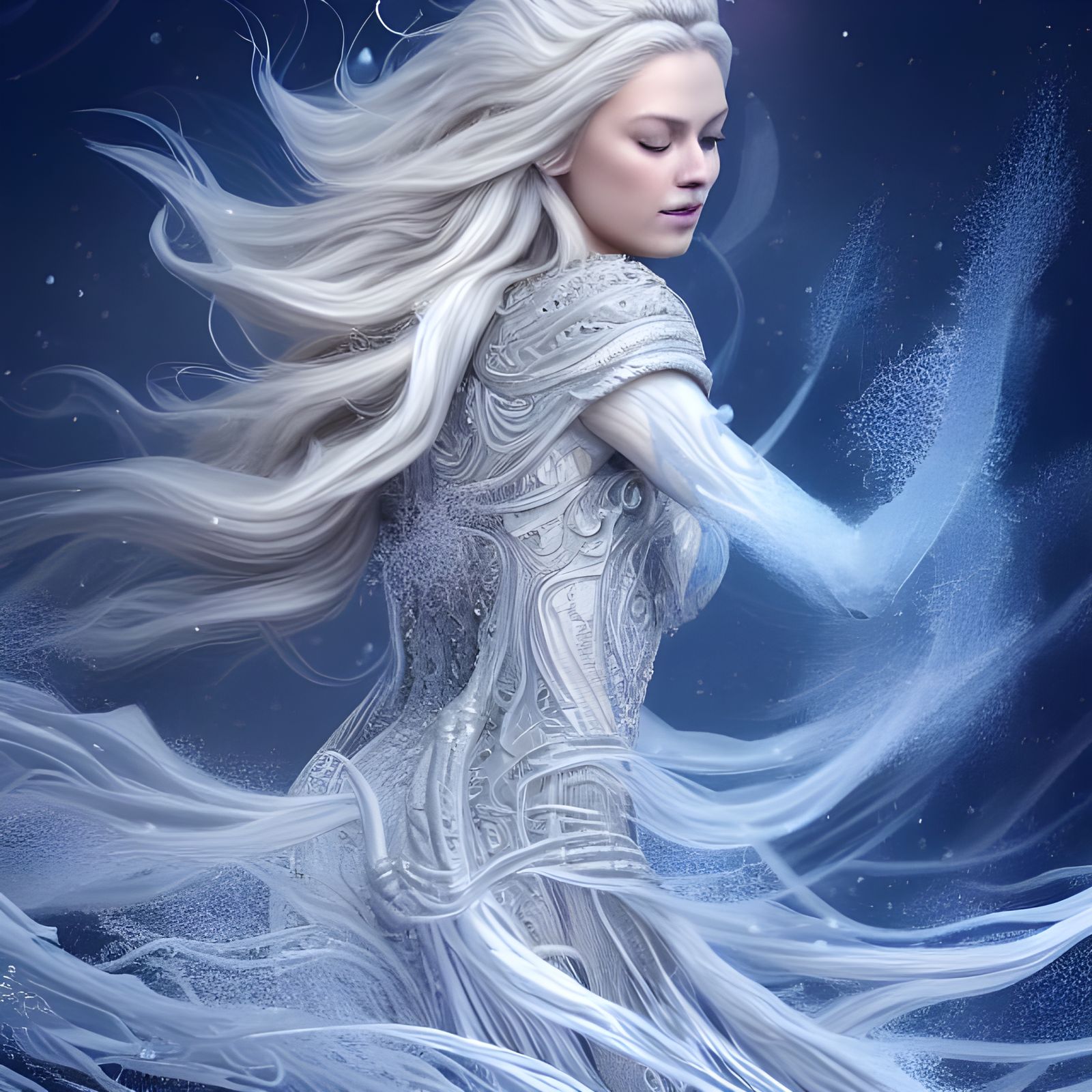 Freya in a Winter Fantasy Landscape