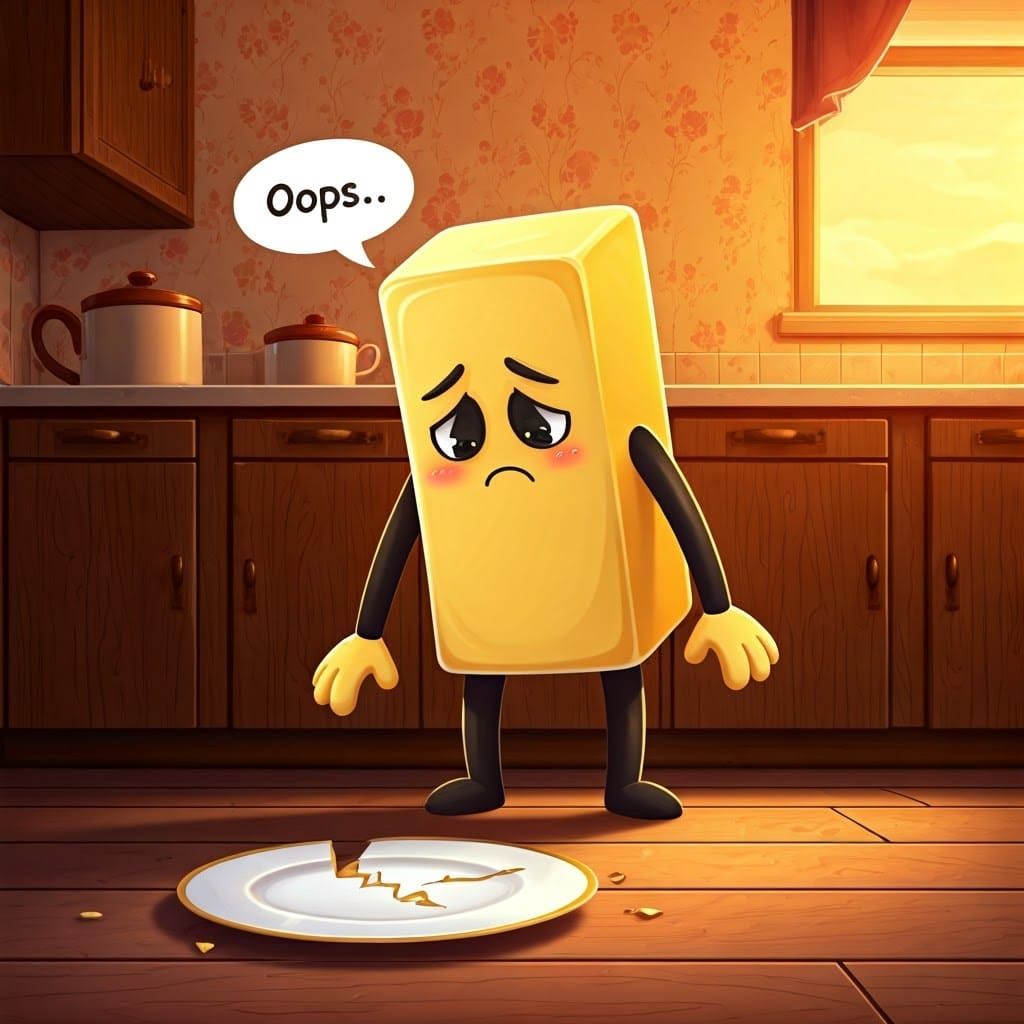 Sad Chibi Butter Stick Drops Plate