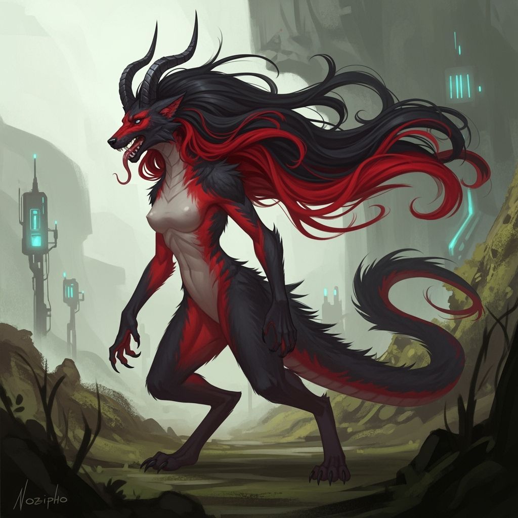 Furry Dragon Hybrid in Digital Concept Art Style