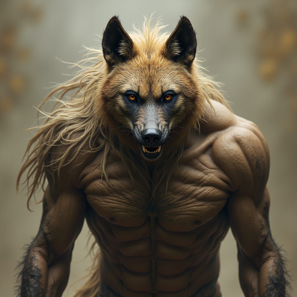 Hyena-Headed Male Humanoid Figure