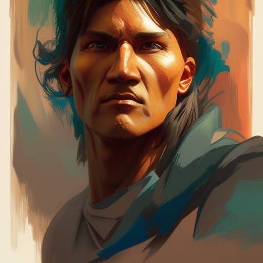Geronimo Portrait in Hyperdetailed Splash Art Style