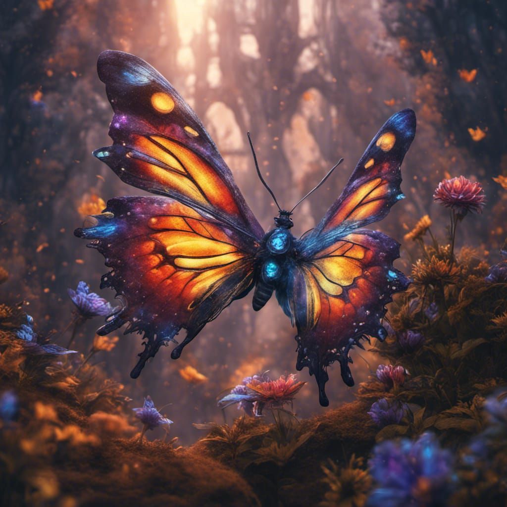 Fantastical Butterfly Concept Art in Deep Color