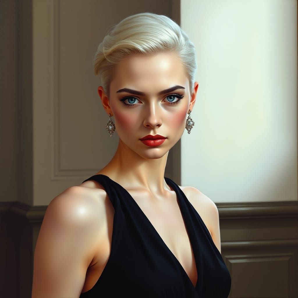 Elegant Heiress Portrait in Art Deco Neoclassical Style