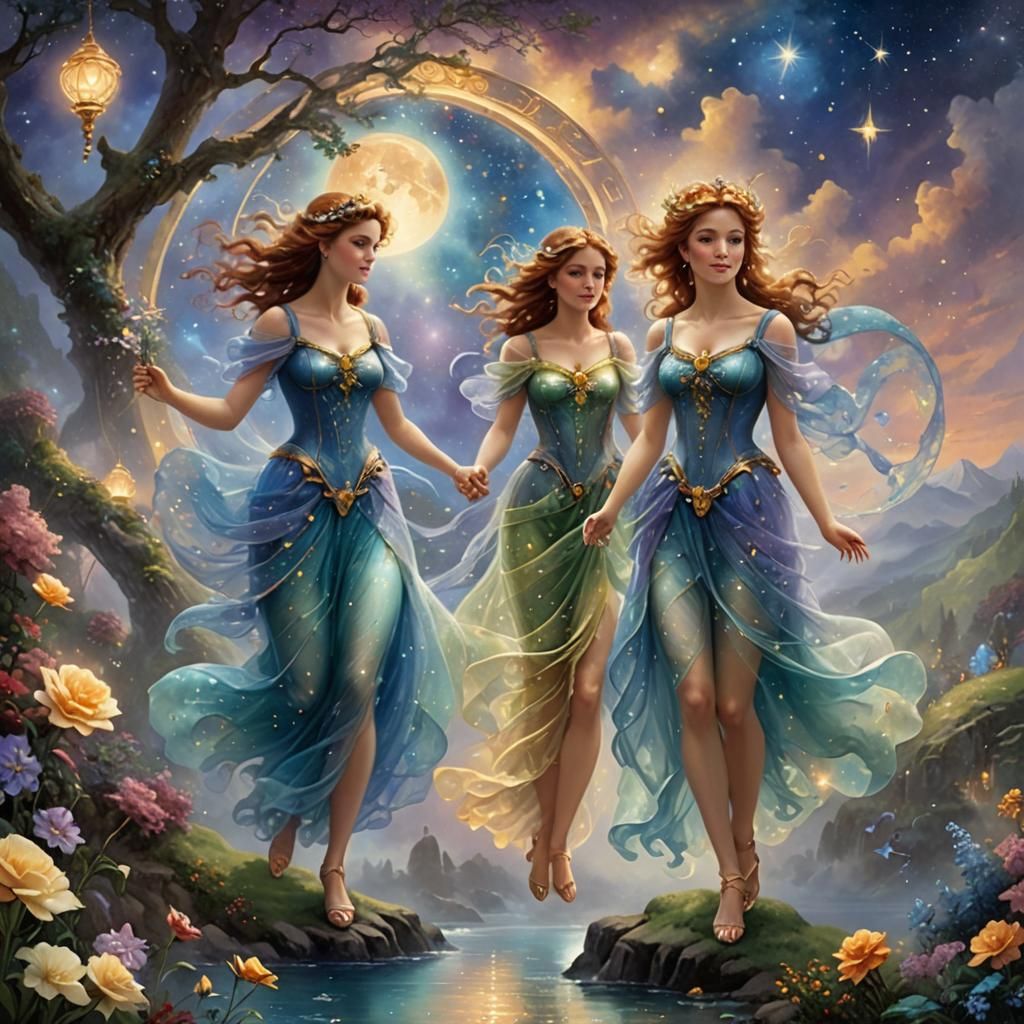 Ethereal Gemini Zodiac Sign Fantasy Art