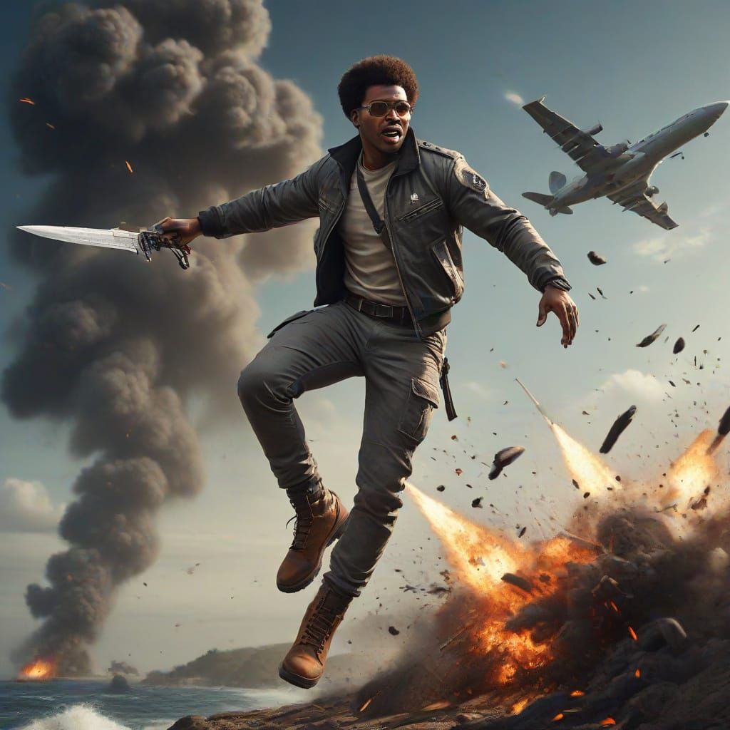Black Pilot Jumps From Exploding Plane with Machete
