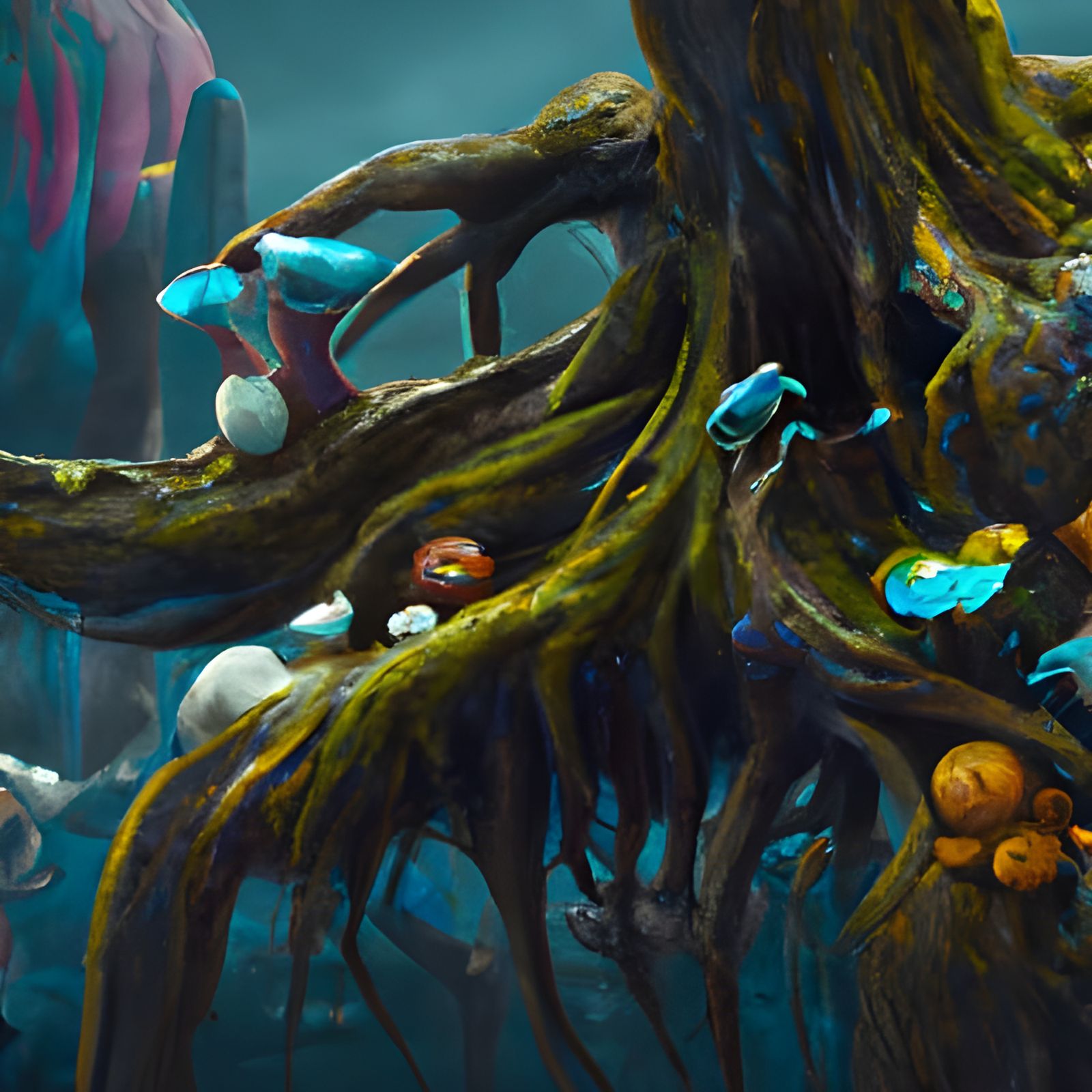 Mystical Fungal Growth in Detailed Matte Painting