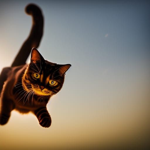 Armed Ginger Cat Jumps From Helicopter