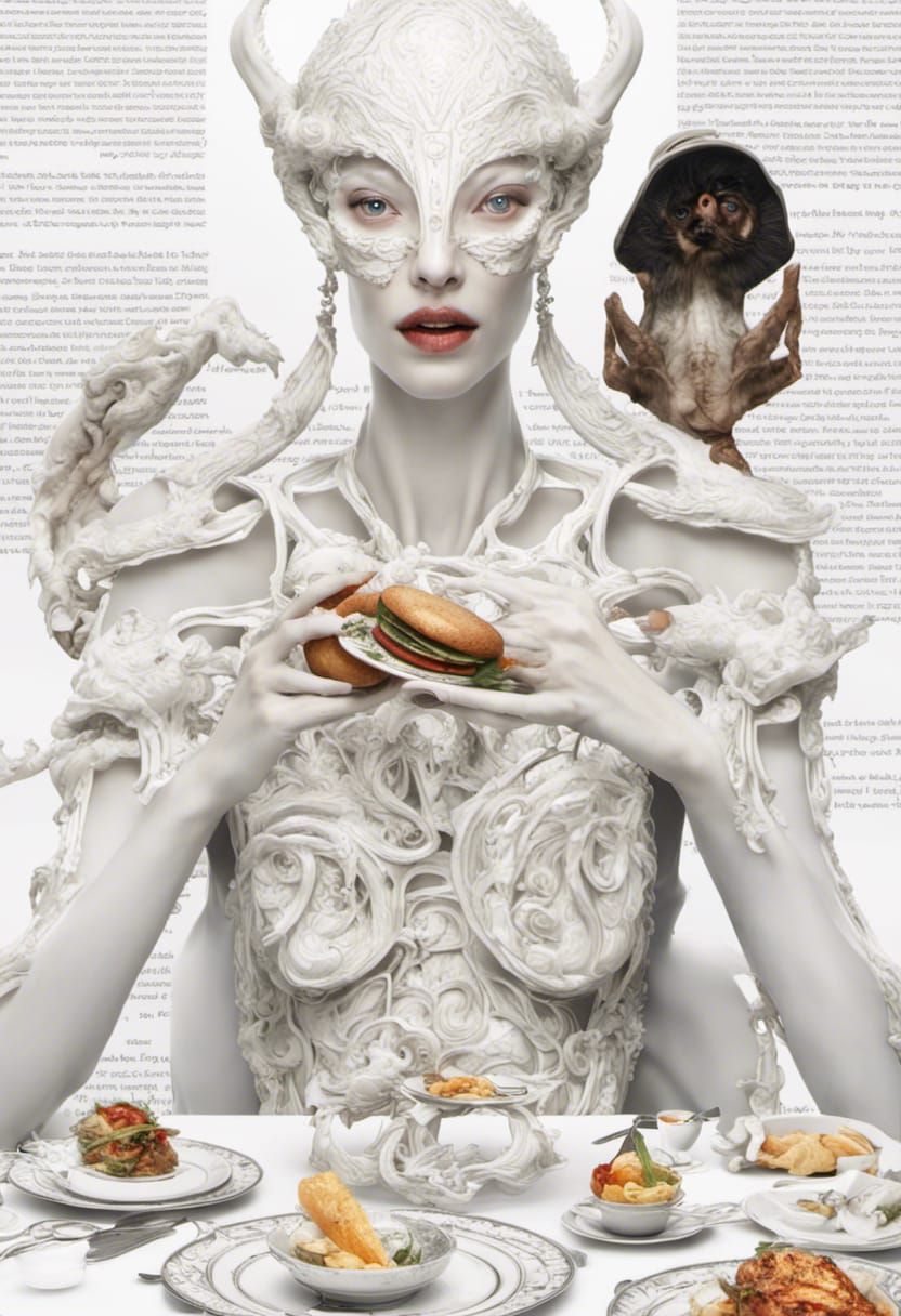 Bizarre Feast: Dreamlike Alien Beings in Hyperrealistic Styl...