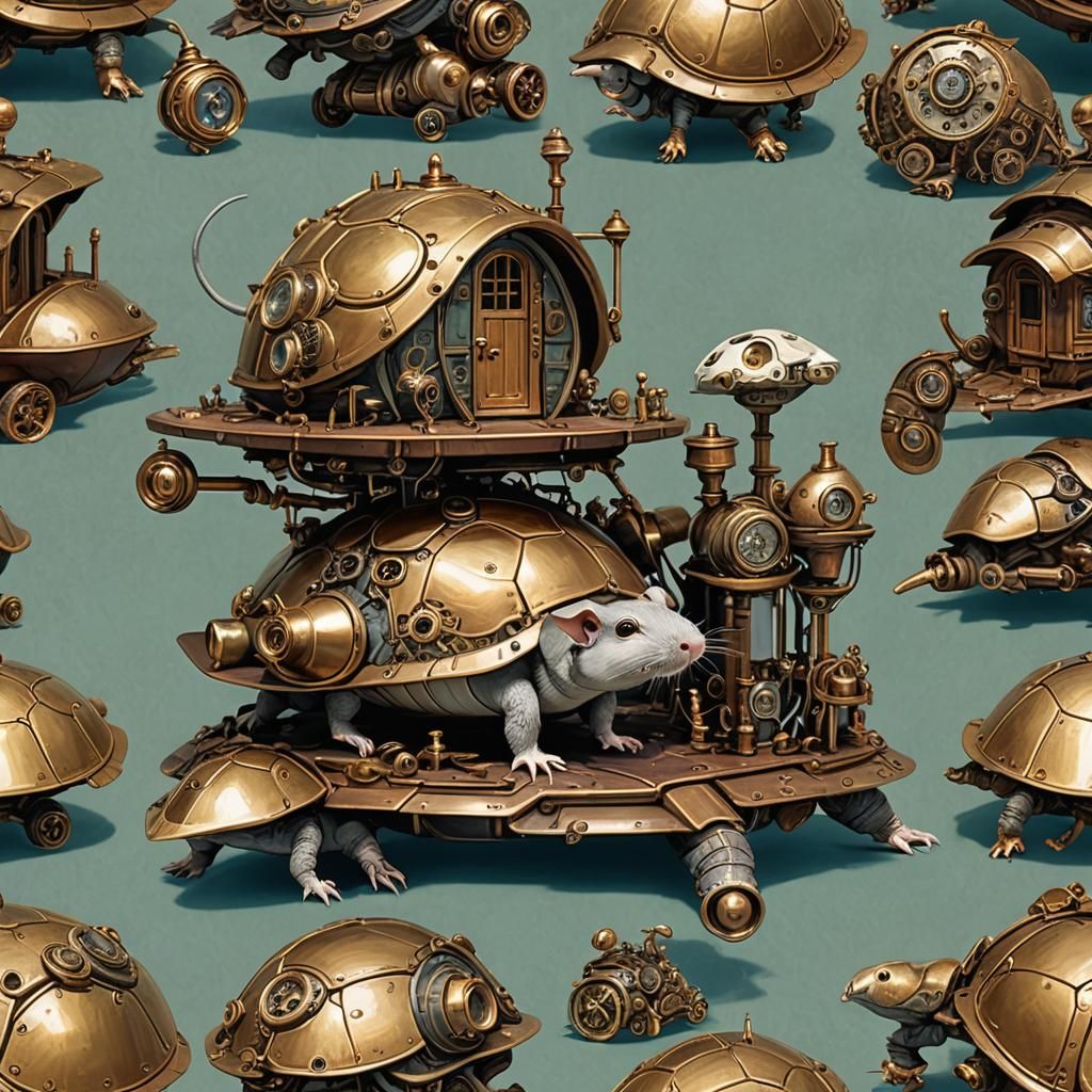 Turtle with Steampunk Victorian House