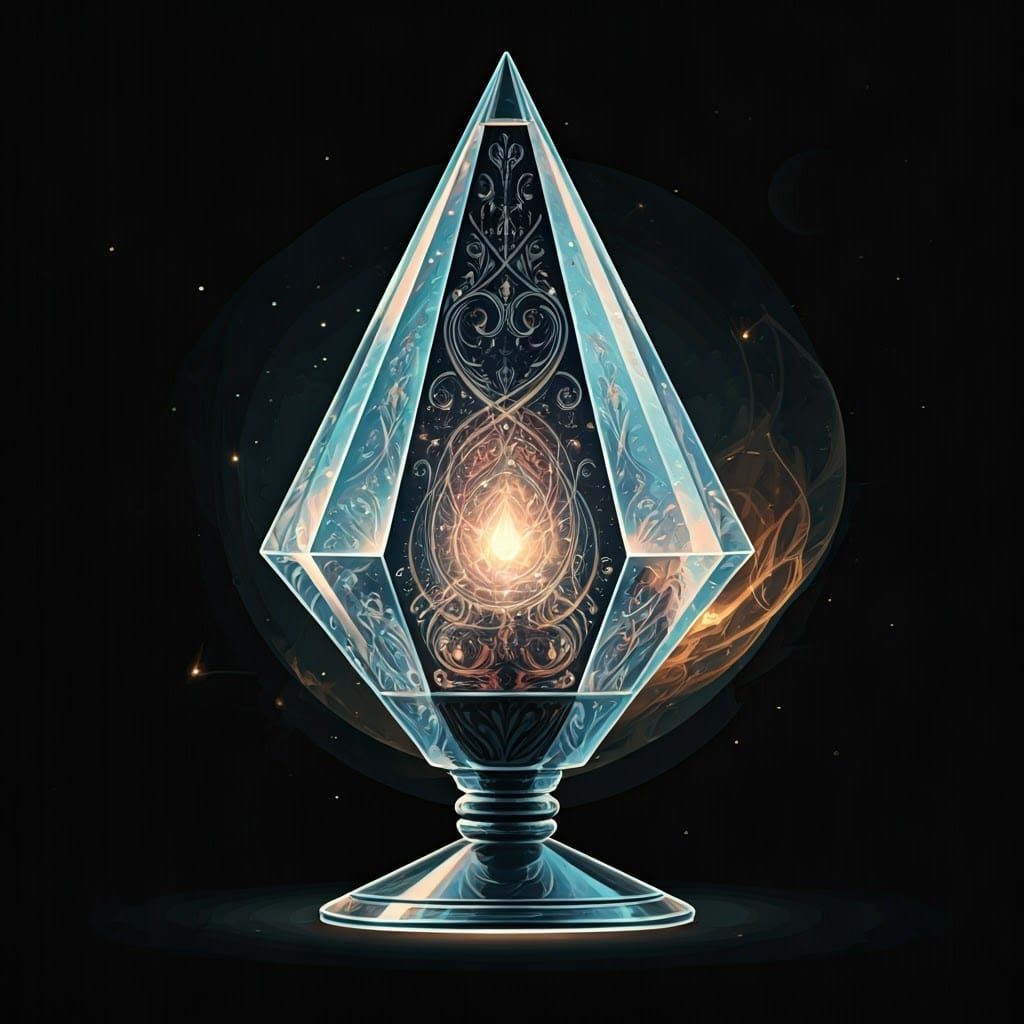 Ornate Crystal Lamp Filled with Nebula and Stars