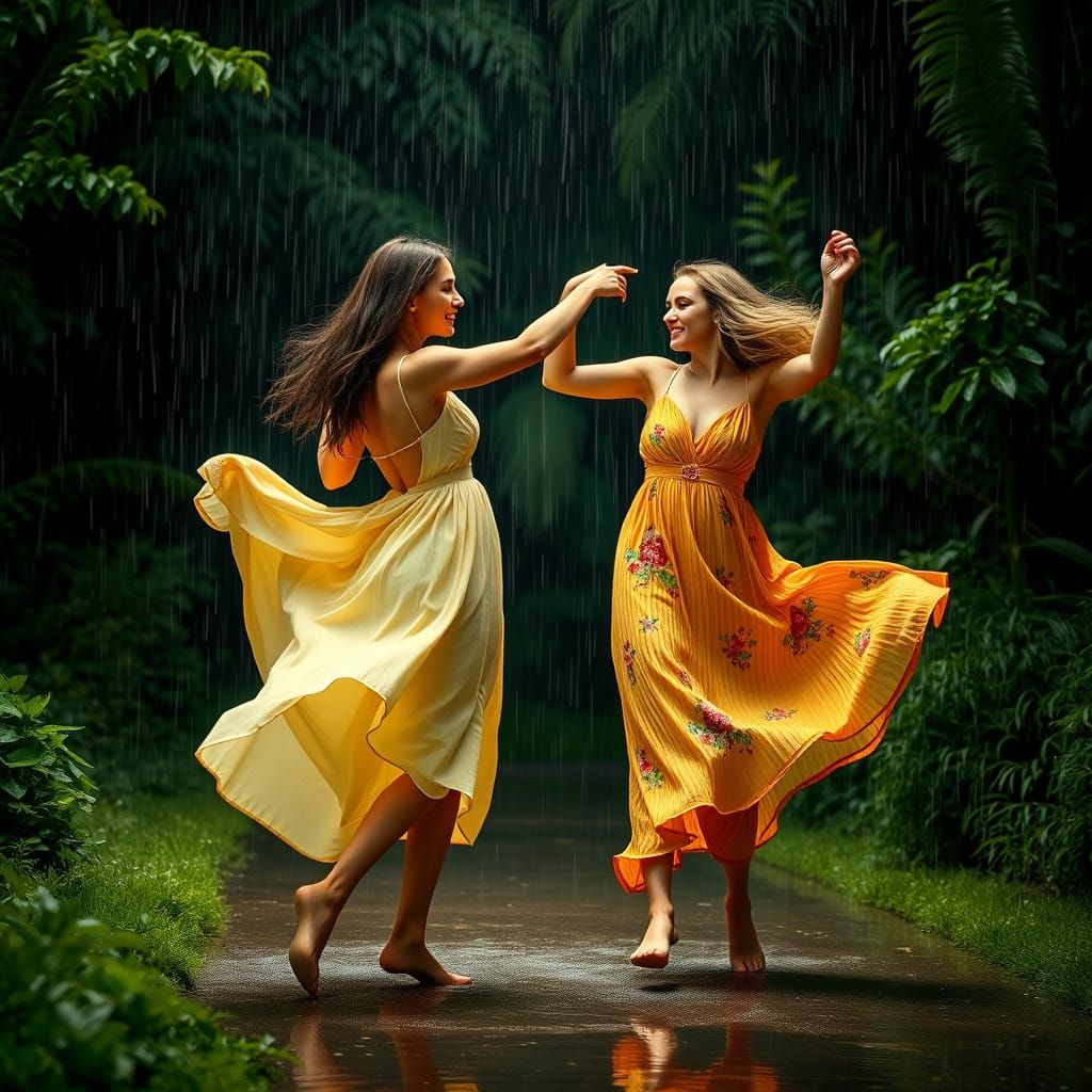 Women Dancing in Summer Rain: Cinematic Realism