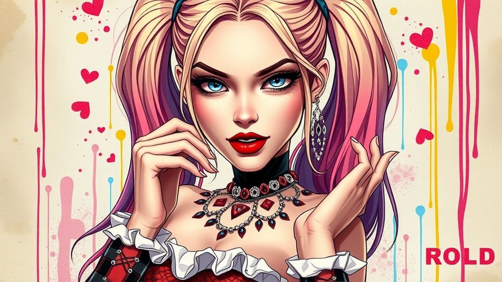 Harley Quinn-Inspired Portrait in Hyper-Realistic Digital Ar...