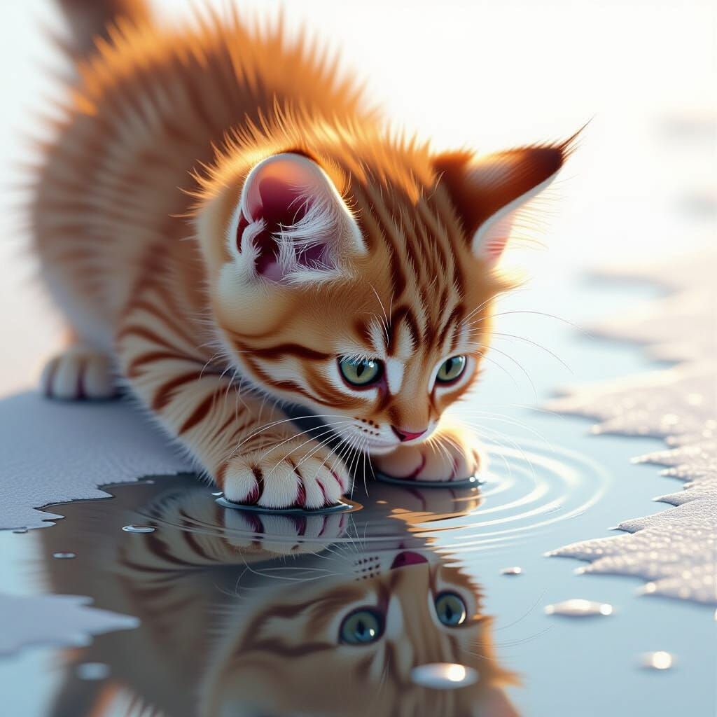 Kitten's Paw Reflection: A Study in Light and Shadow