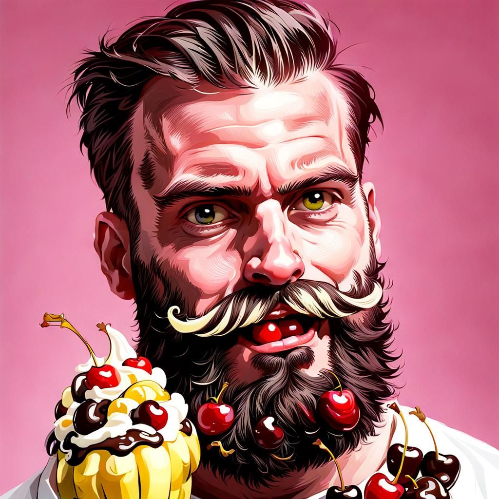 Banana Split Beard with Cherries and Chocolate