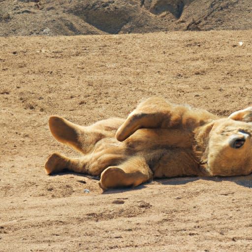Bear Sunbathing Peacefully in Desert Landscape