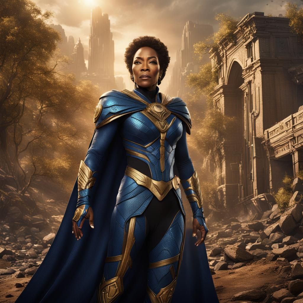 Angela Bassett as a Superhero in Detailed Matte Painting