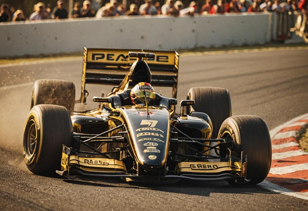F1 Racing Car in Black and Gold Livery