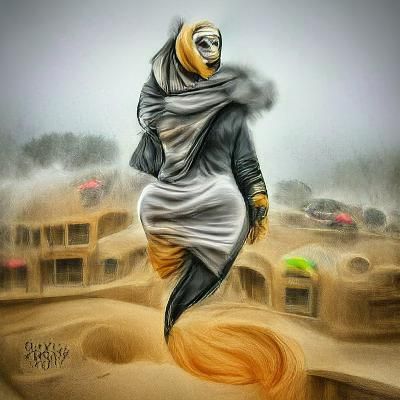 Woman in Hijab: Charcoal-Style Digital Illustration