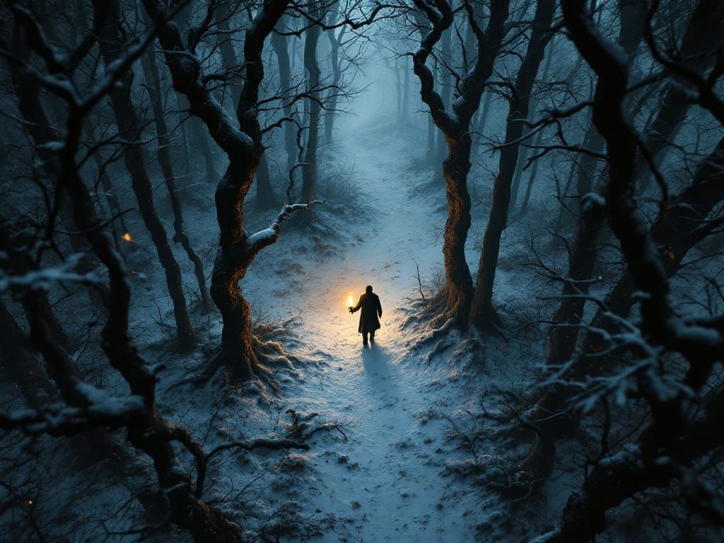 Mysterious Traveller Illuminates Dark Forest Path