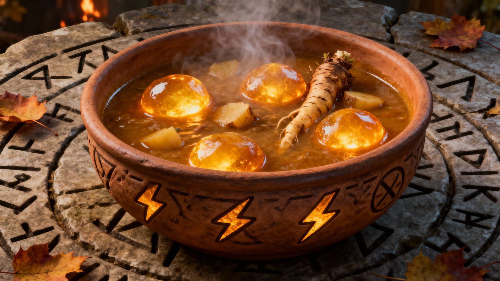 High-Fantasy Stew with Glowing Amber Dumplings